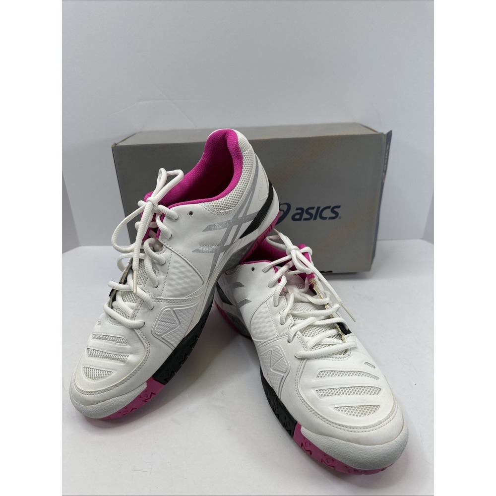 Asics Women's Gel-Challenger Lace-up Tennis Shoes White Pink Silver Size 11.5